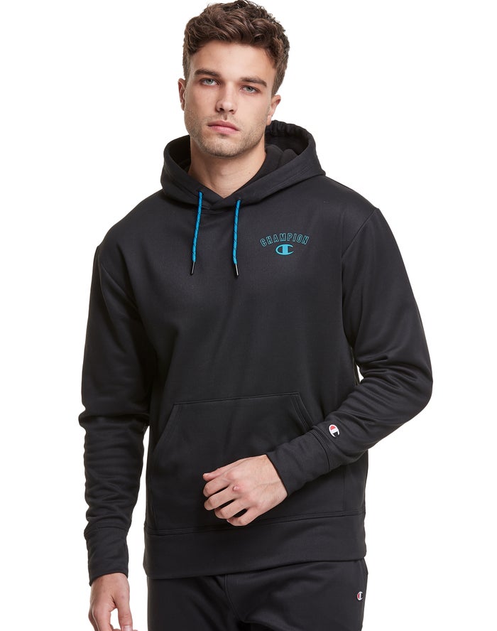 Champion Mens Hoodie NZ - Game Day Block Arch Logo Black ( 3780-GBRML )